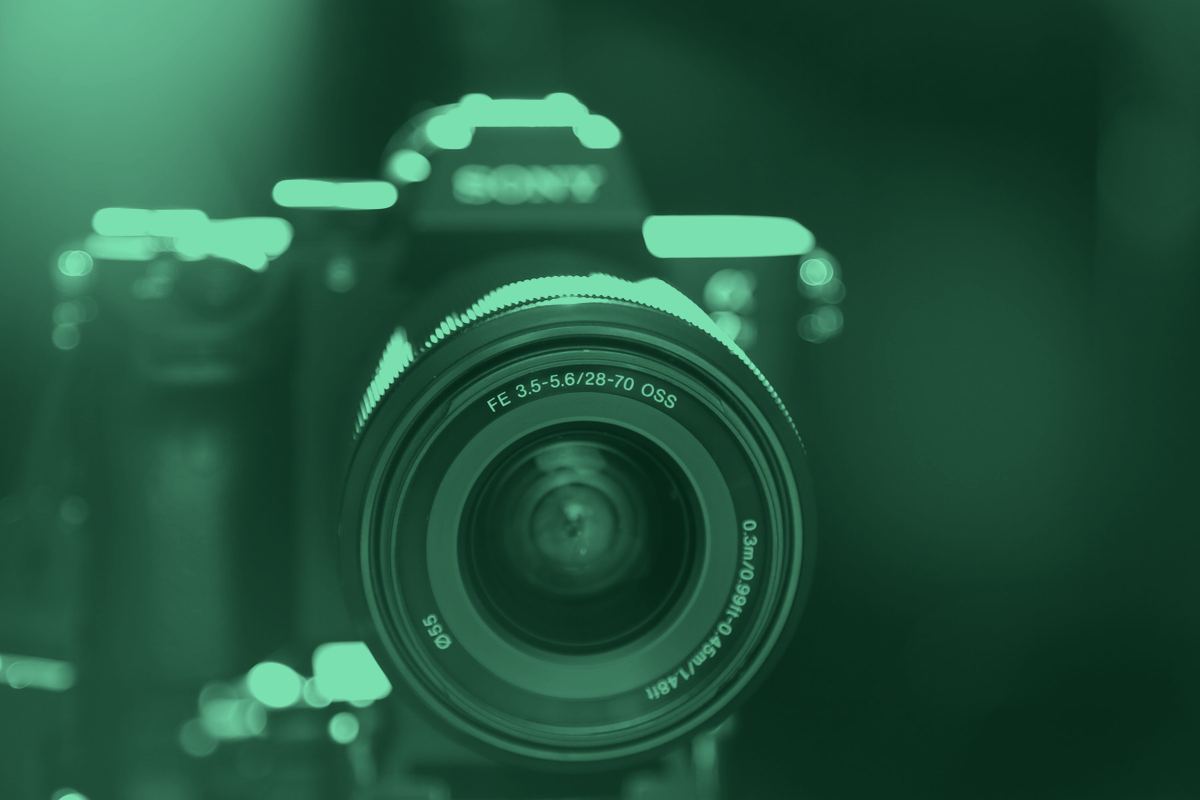 A camera lens up close